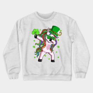 Dabbing Lepricorn Irish Unicorn St Patricks Day Crewneck Sweatshirt